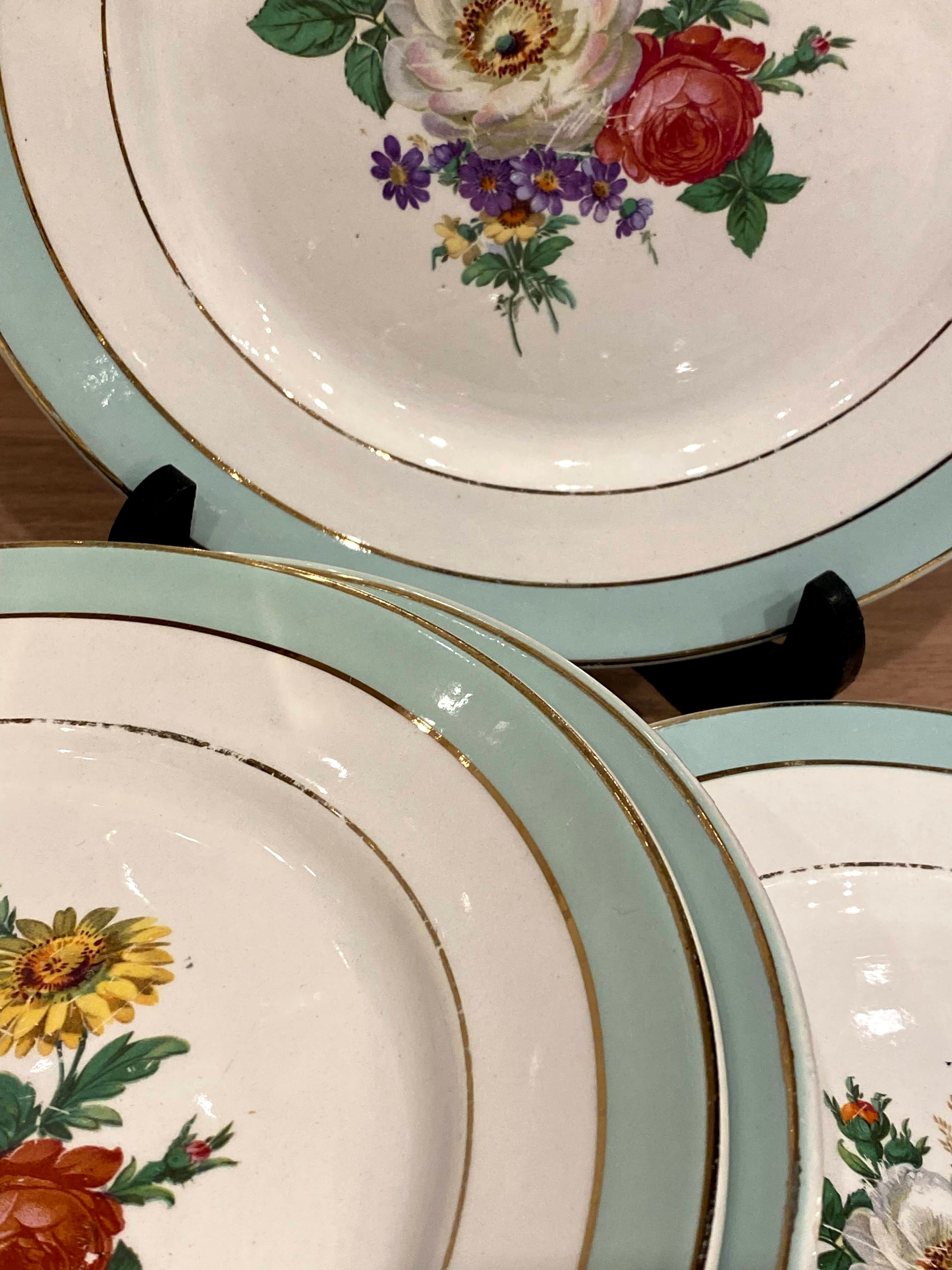 6 flat plates in half-porcelain Badonviller