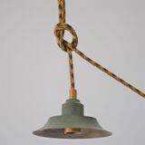 Green lamp and wooden support