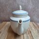 Antique teapot Terre de Fer Opaque from Sarreguemines – Blue checkerboard frieze