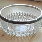 WMF presentation bowl in crystal, silver rim.
