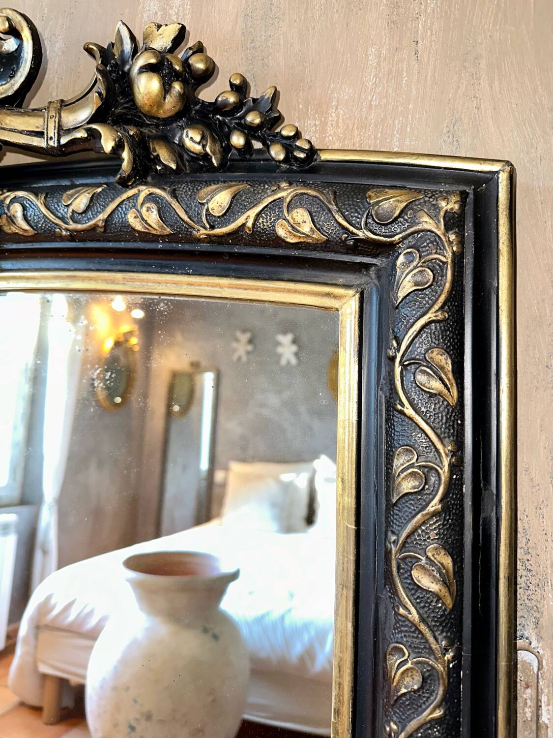Antique Napoleon III pediment mirror