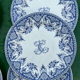 6 assiettes Gien série monogramme « 2nd choix »
