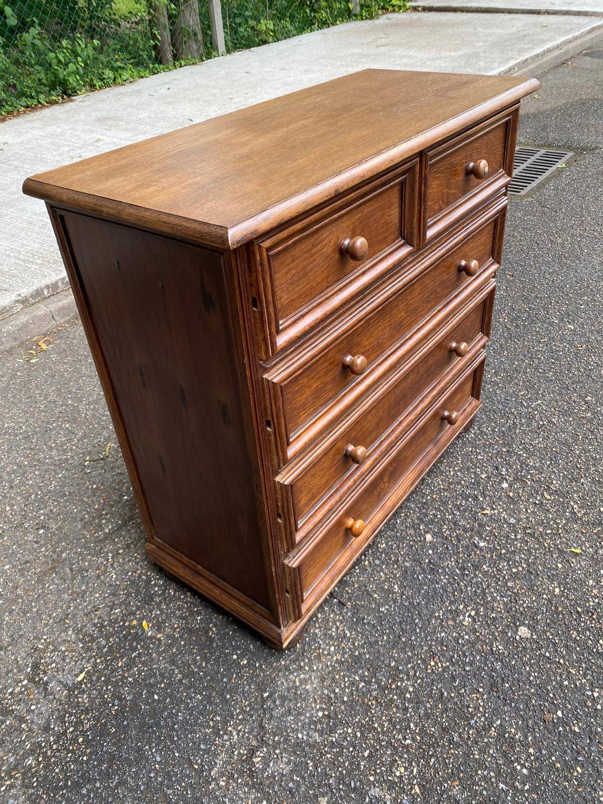 Vintage Louis XIV commode from the 1950s in dark oak.