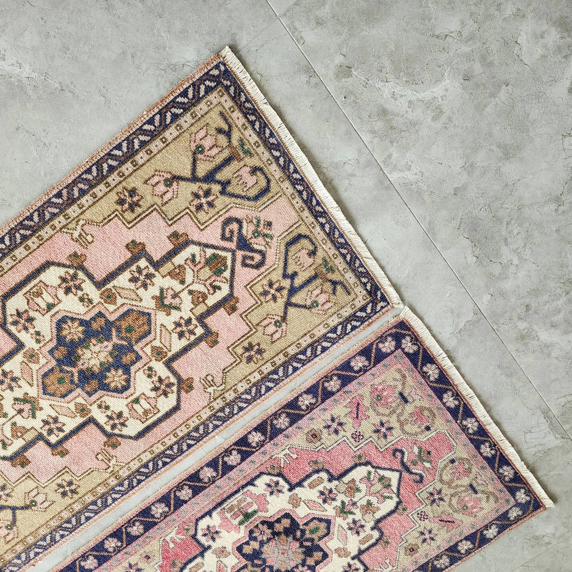 Lot de 2 tapis turcs vintage faits main