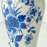 Pair of Chinese table lamps in Delft blue ceramic with new green silk shades.