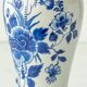 Pair of Chinese table lamps in Delft blue ceramic with new green silk shades.