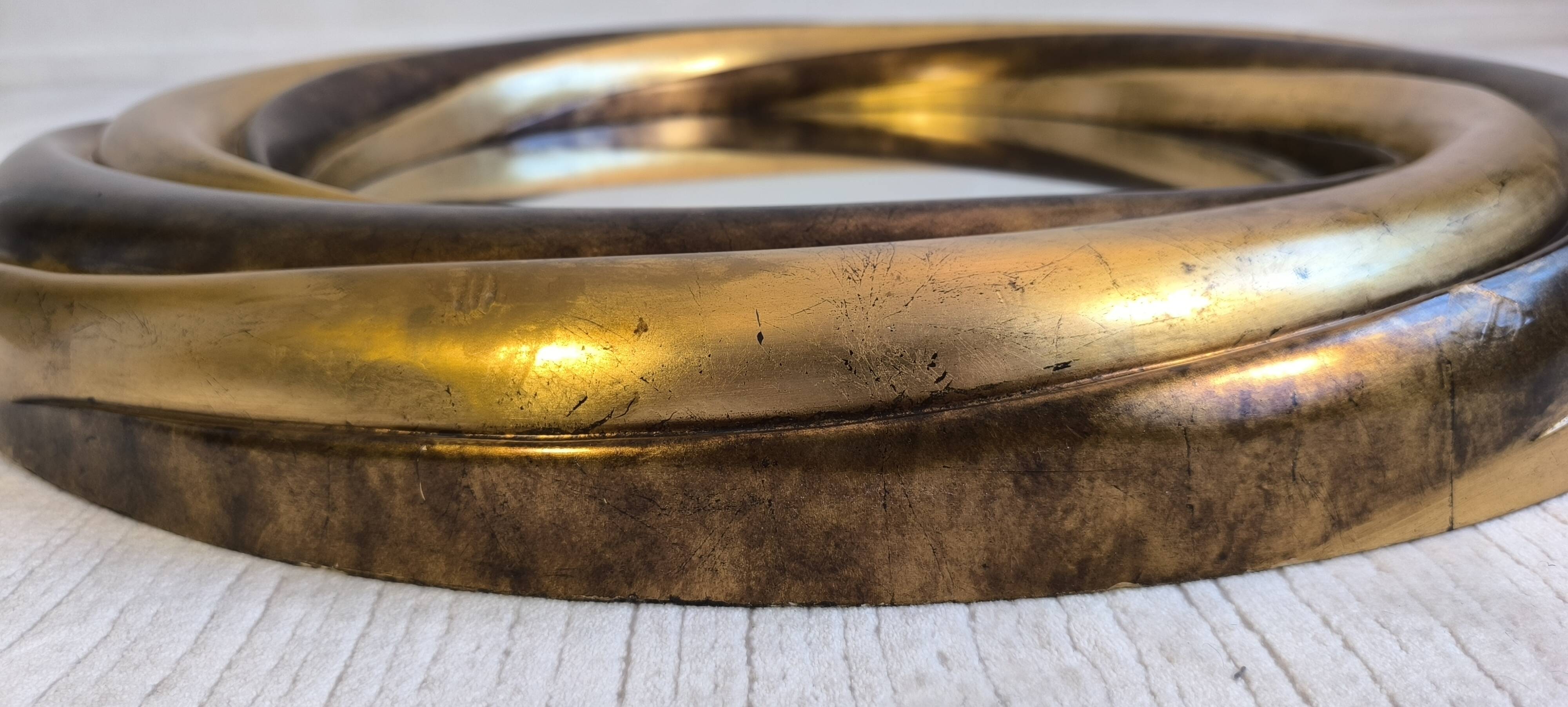 Victorian English Round Grand Mirror – Gilded Wood & Bevelled Glass