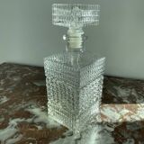 Vintage, whisky decanter, square, glass, diamond tip, square cap, tableware, décor