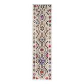 Tapis coureur vintage turc en laine et coton beige noué à la main des années 1970 91x350
