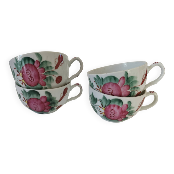 4 tasses scandinaves peintes main Arnold Wiig - Ostfriesland années 50-60