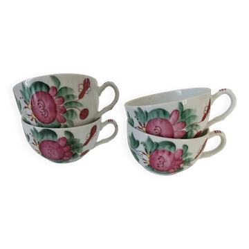 4 hand-painted Scandinavian cups by Arnold Wiig - Ostfriesland, 1950s-1960s