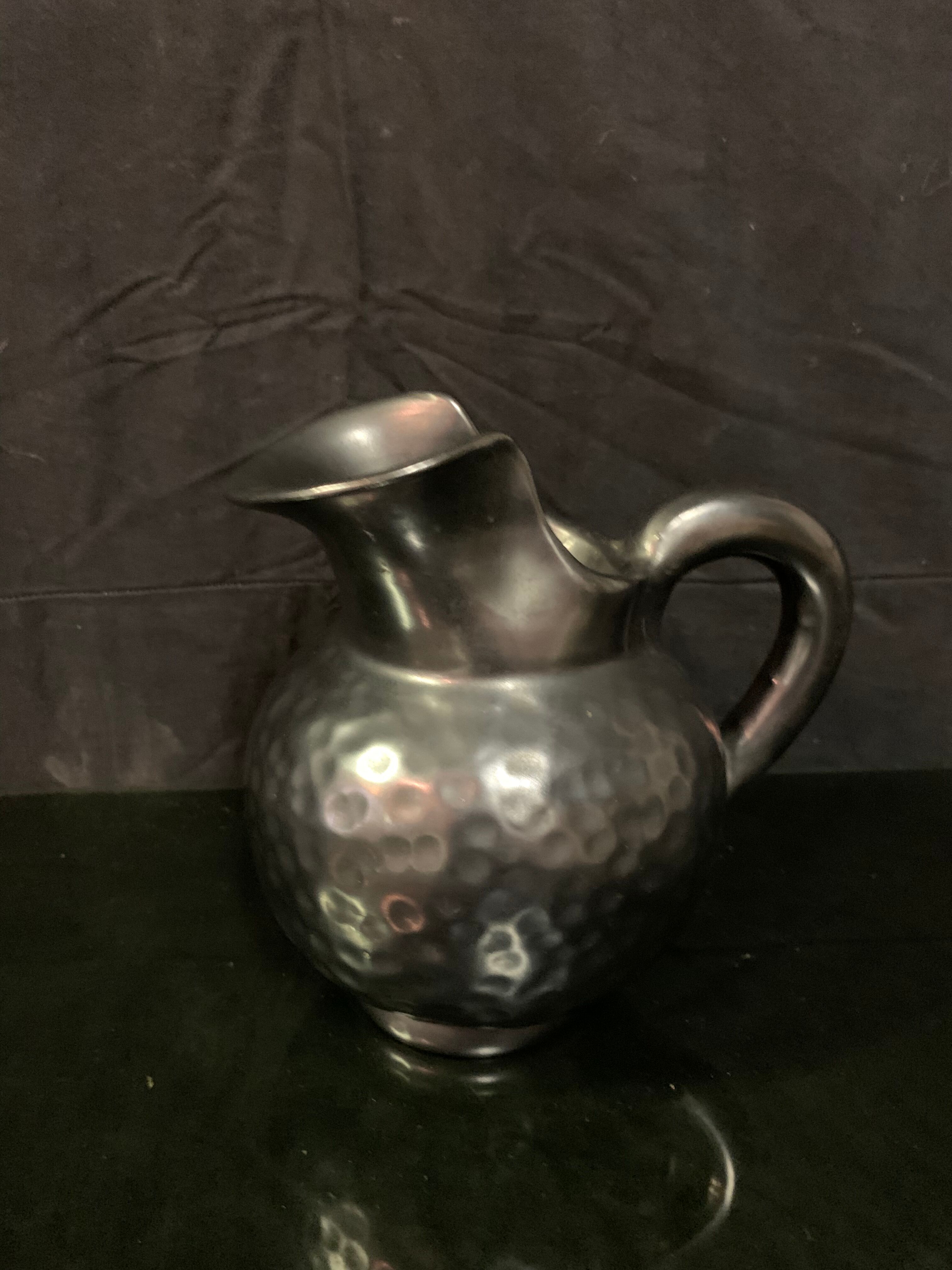 Vallauris pitcher in black enamelled ceramic