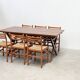 Set of six walnut and rattan dining chairs
