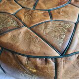 Moroccan pouf in natural leather