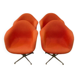 Set of 6 Eams armchairs in Hermann Miller orange fiber shell
