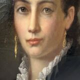 Tableau, huile sur toile "Portrait élégante aux bijoux", XIX° siècle signé C.F. Kaiser