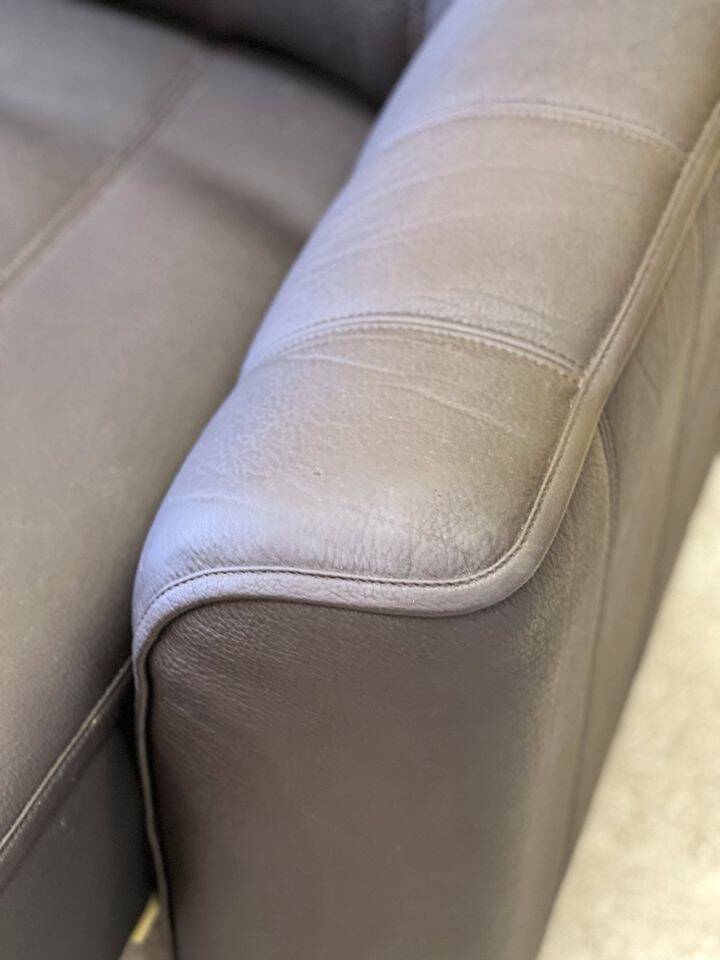 Black leather 3-seater sofa by De Side, from 1970's model 44