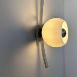 Vintage wall lamp, brushed chrome and opaline metal, France 1960s