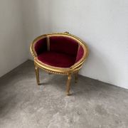 Louis XVI gilt wood and red velvet armchair