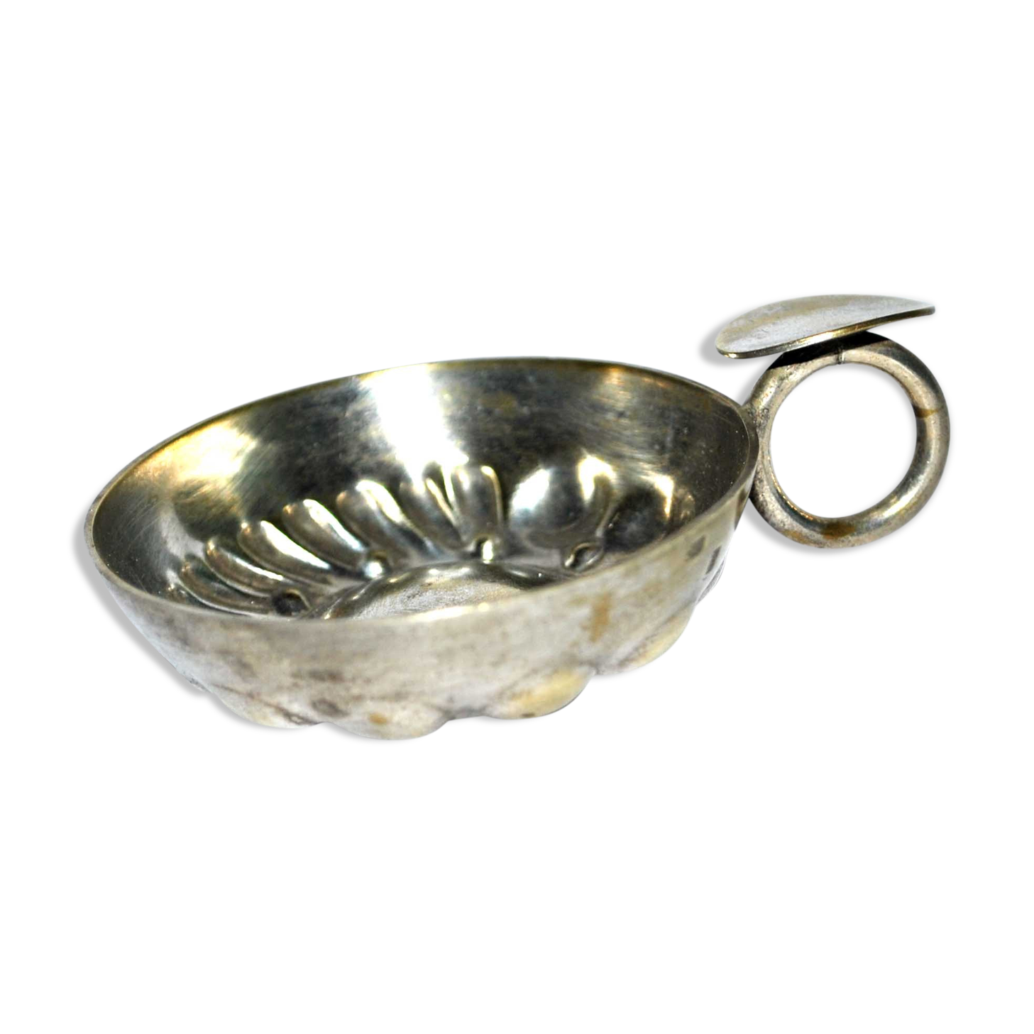 Vintage tastevin cup in silver metal Lutz Dijon 7.5 cm