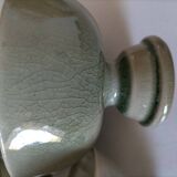 Set of 4 handmade ceramic bowls – celadon glaze & raku style