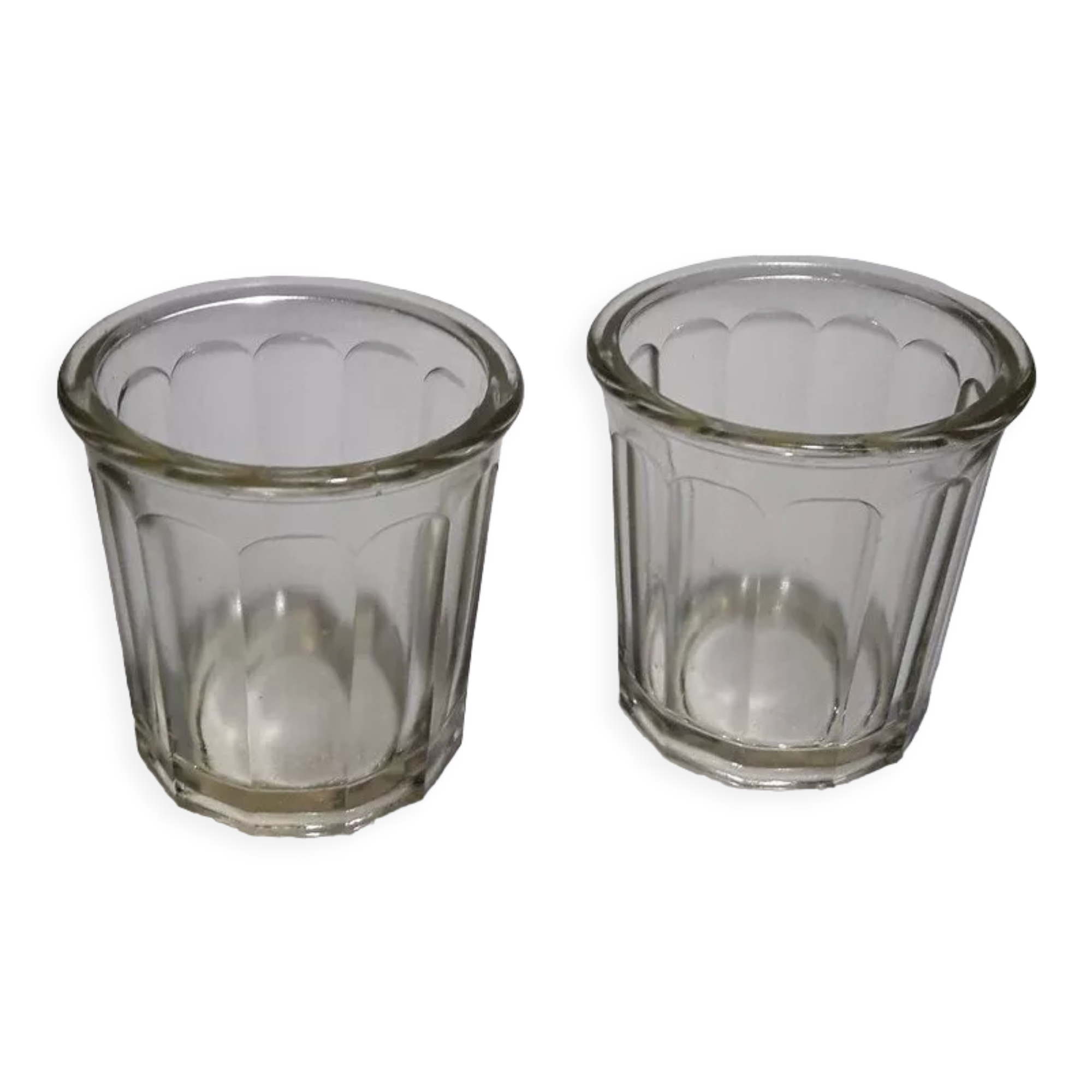 2 antique glass jam jars 500g