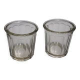 2 pots à confiture anciens en verre 500g