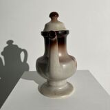 Vintage stoneware teapot with flower and fruit patterns