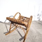 Fauteuil enfant à bascule en rotin 1960