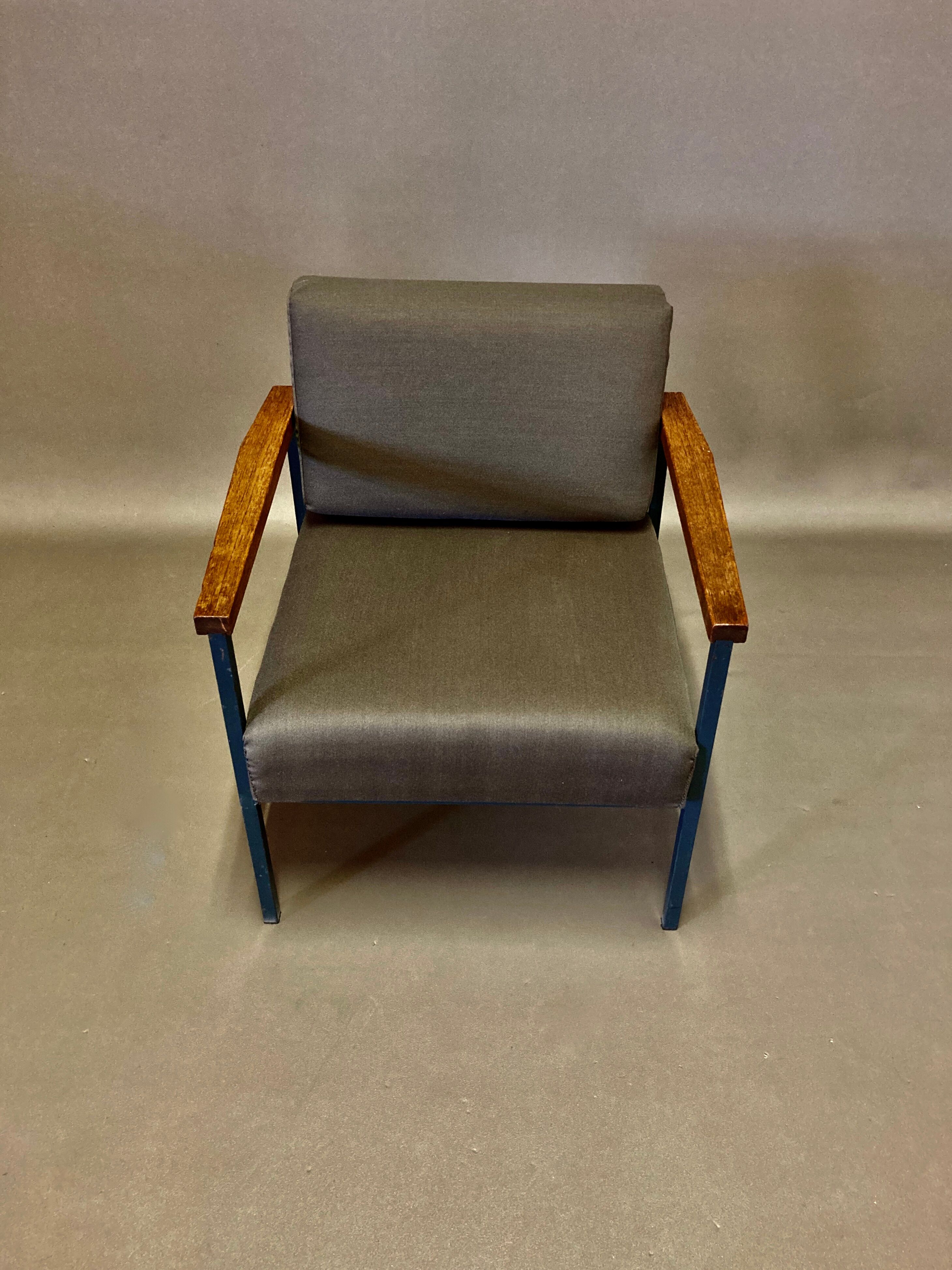 Armchair metal and teak 1950