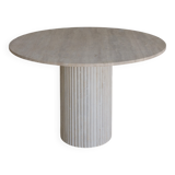Omega circular dining table in natural travertine 120cm