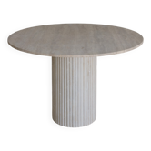 Omega circular dining table in natural travertine 120cm