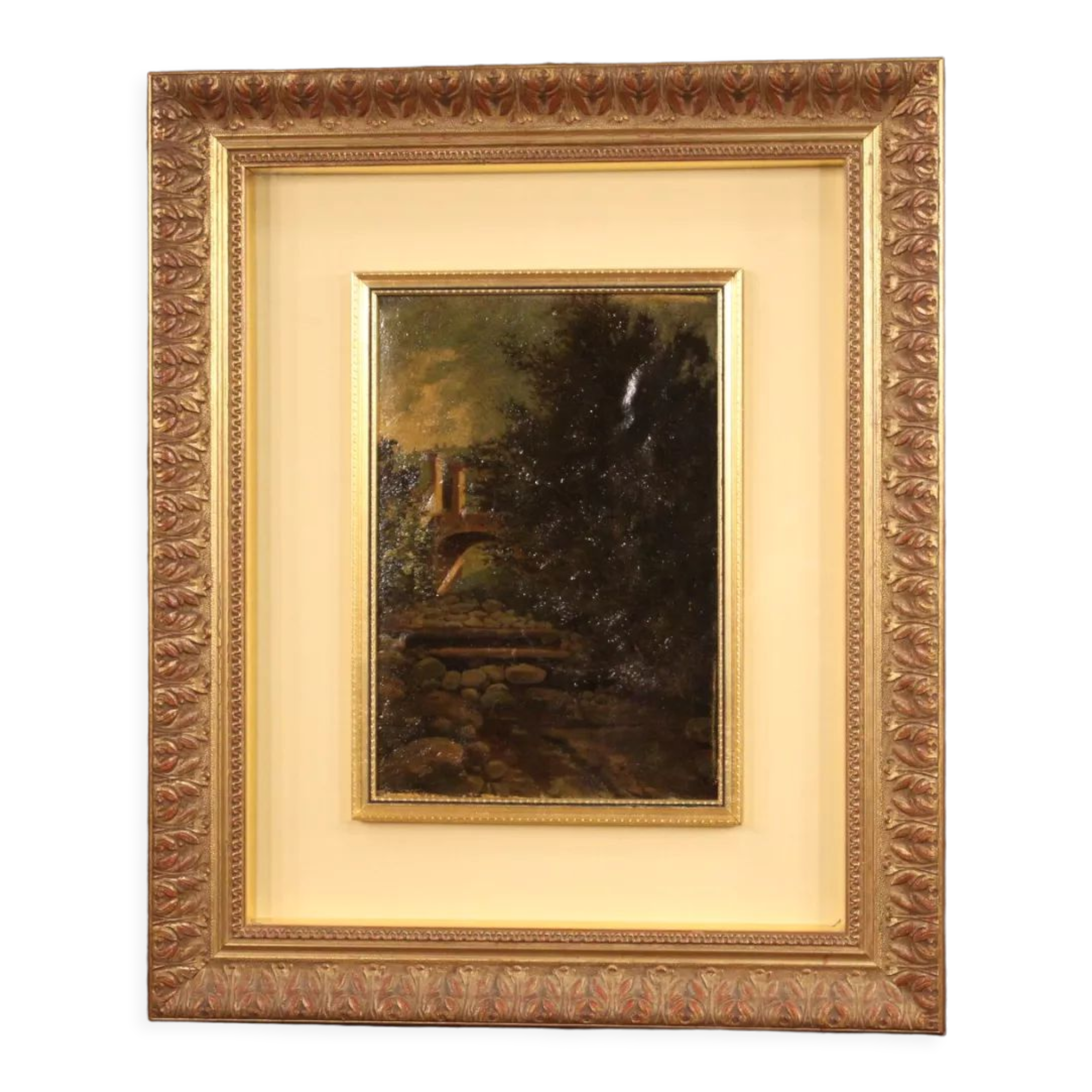 Italian landscape painting oil on cardboard from 20th century