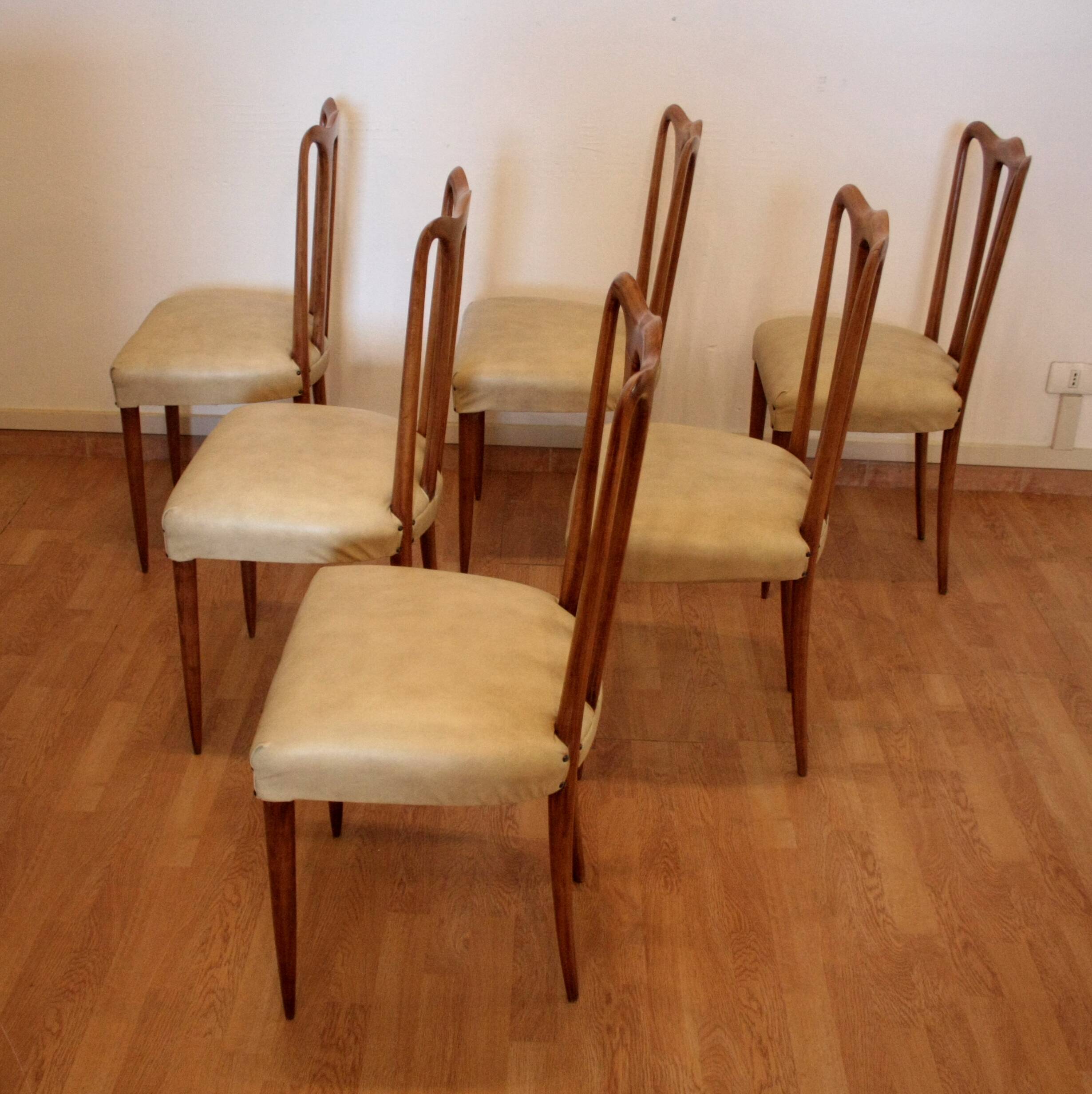 Set of 6 mid-century modern chairs, Italy, 1960s