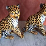 Pair of ceramic leopards