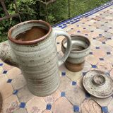 Vintage coffee and tea set in glazed stoneware from Puis potters - 15 pieces