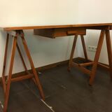 Wooden desk on trestles 1960