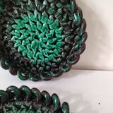 Pair of enamelled woven ceramic trinket trays signed BL, Le Brusc (Var)