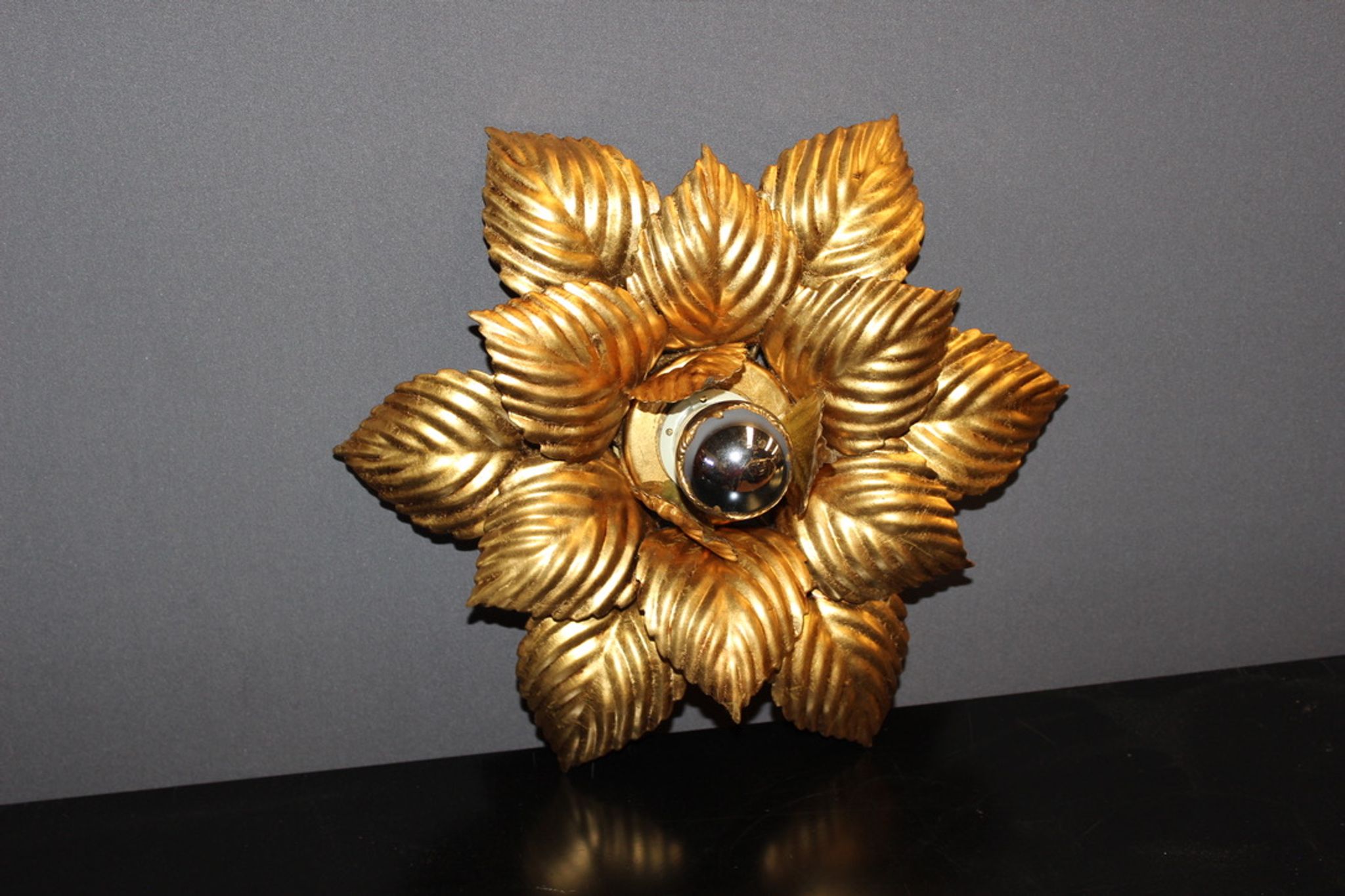 Pair of wall lamps or ceiling lamps in gold metal around 1980