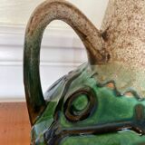 Emerald glazed ceramic pitcher vase