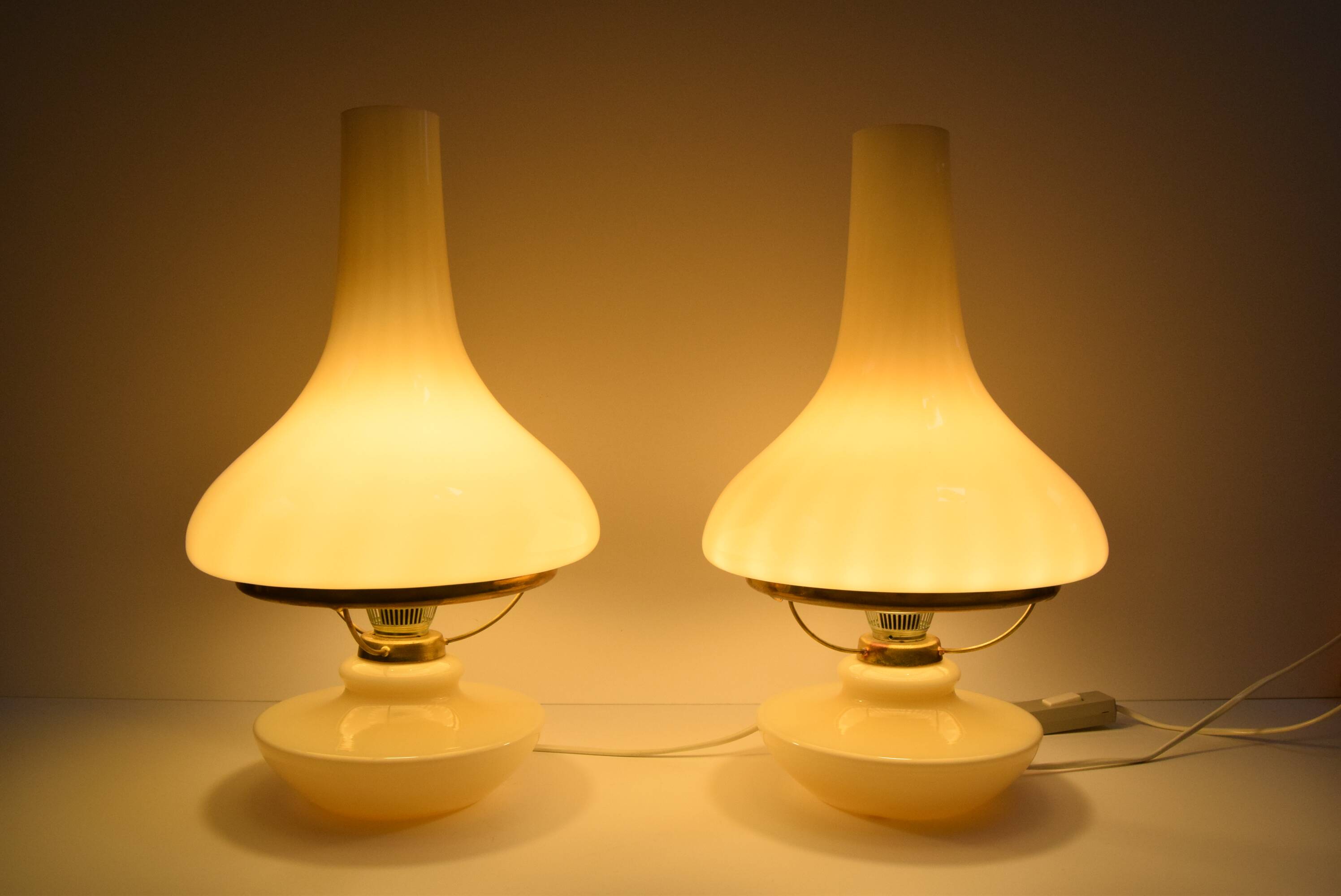 Pair of mid-century Table Lamps, Osvětlovací sklo závod Janštejn, Czechoslovakia, 1970