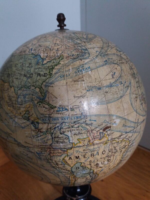 Globe terrestre mappemonde Lebegue 19ième Napoléon III