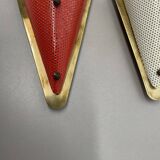 Set of two hole pattern theatre wall light sconces, france, 1950