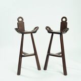 2 tabourets de bar espagnols brutalistes, années 1960