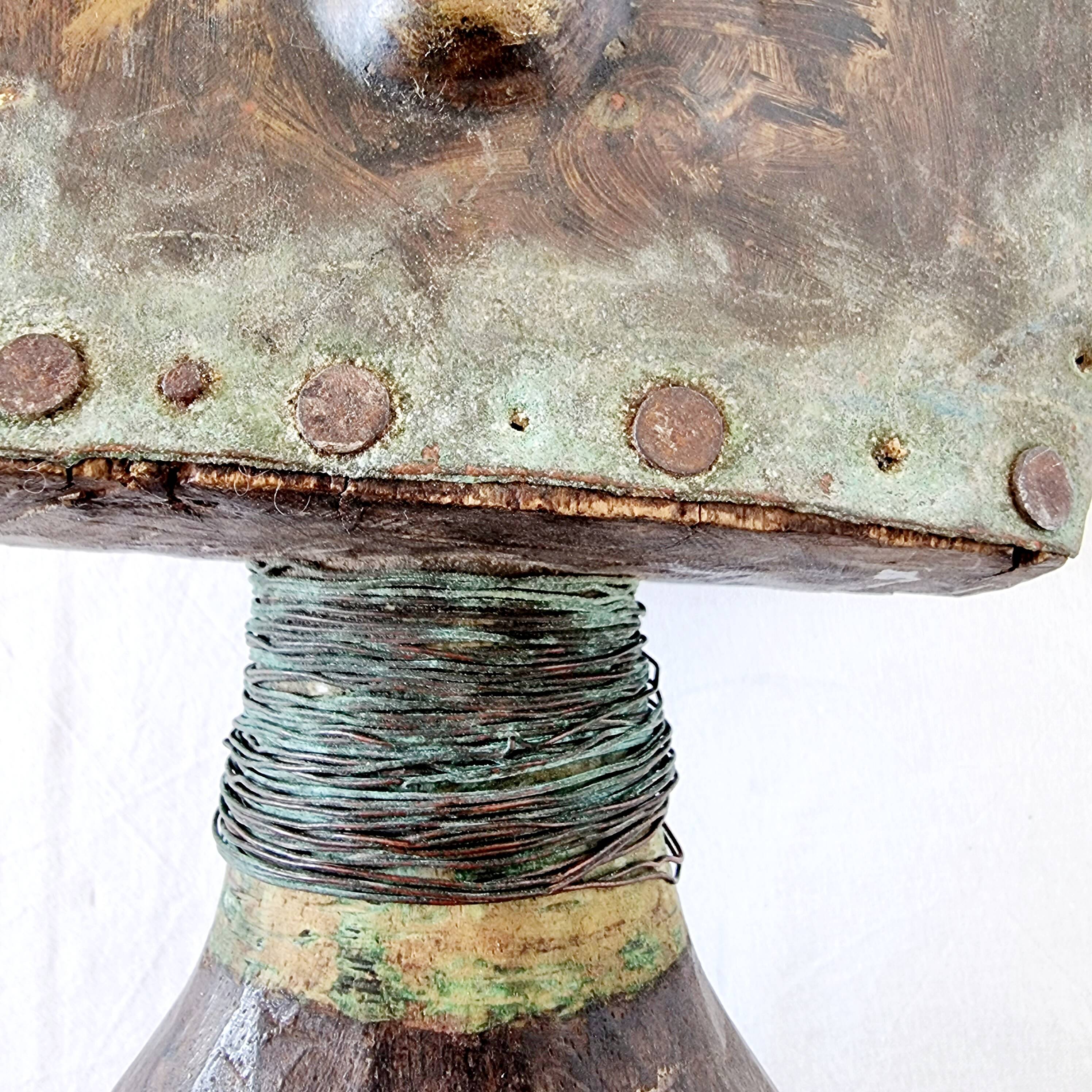 Strange and rare African Massai art sculpture in Kenya in solid wood and brass