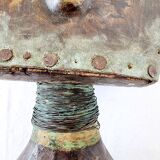 Strange and rare African Massai art sculpture in Kenya in solid wood and brass