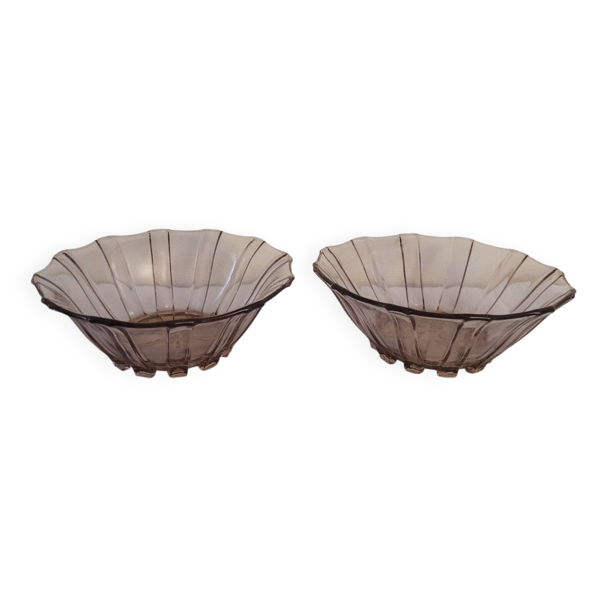Pair of pressed glass cups – Art Deco 1930s