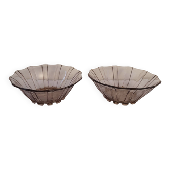 Pair of pressed glass cups – Art Deco 1930s