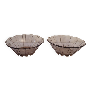 Pair of pressed glass cups – Art Deco 1930s