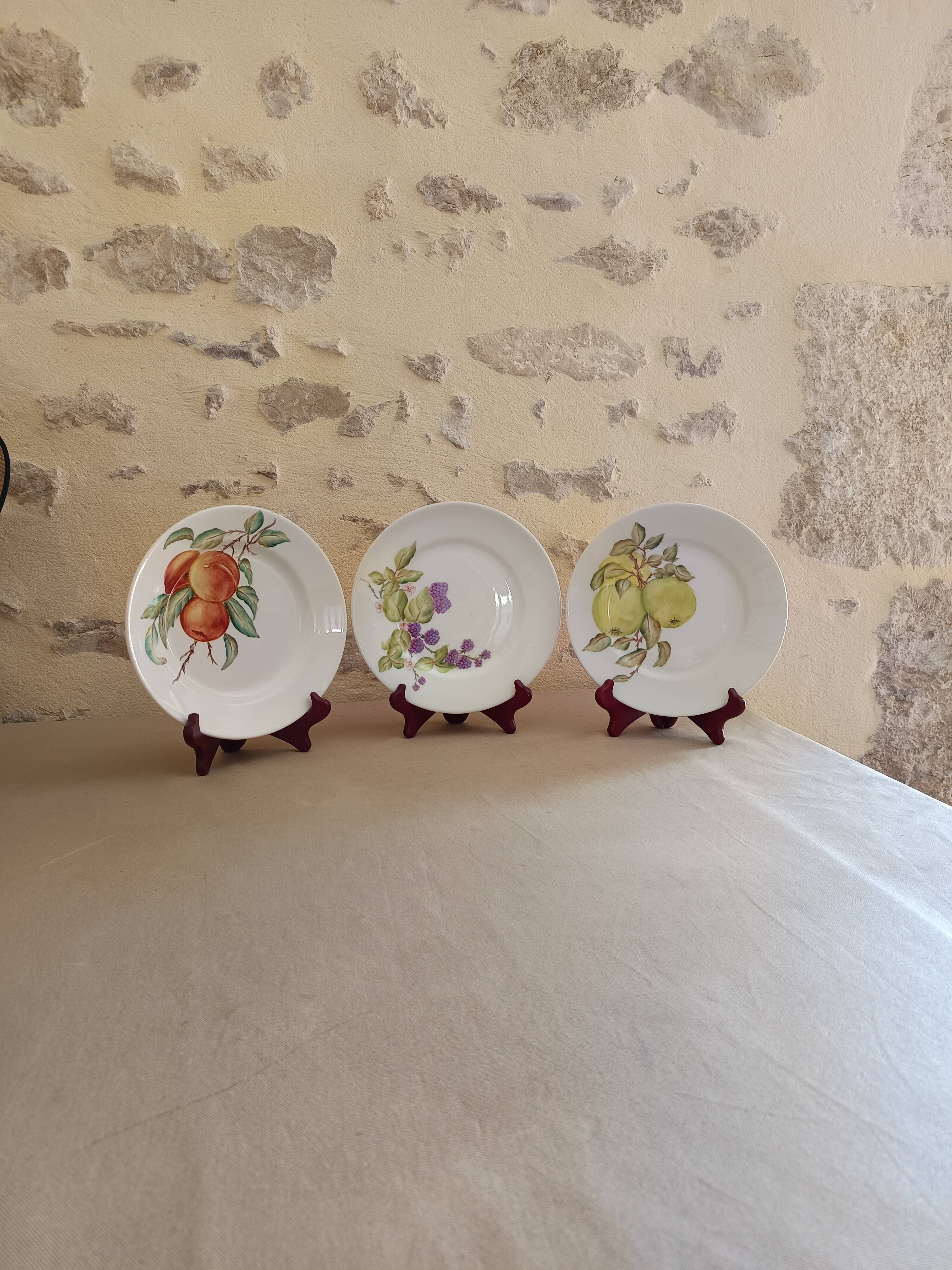 3 hand-decorated plates